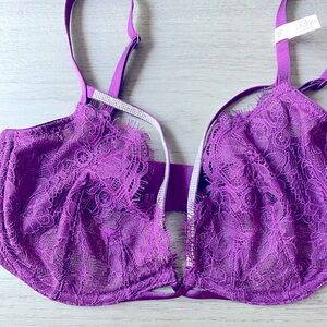 VS Purple Lace Women's Bra with Rhinestones